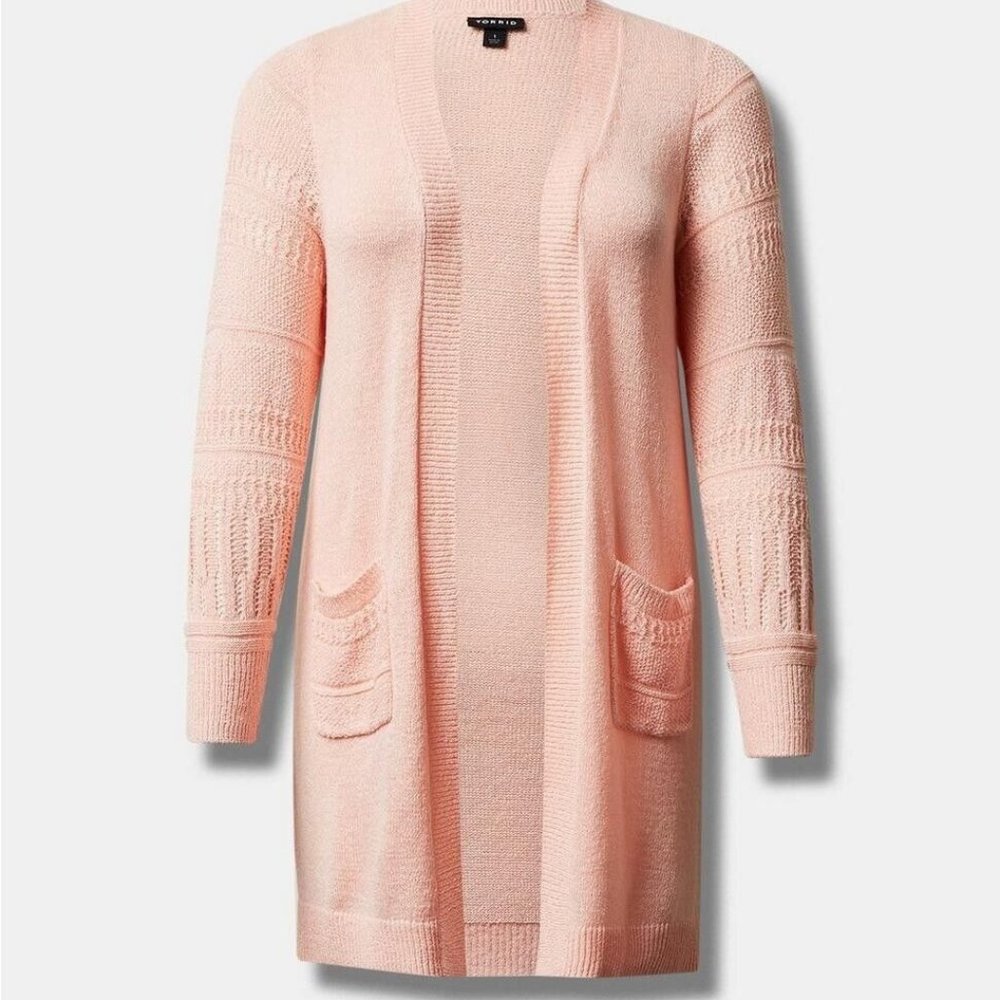 Duster Open Front Stitch Detail Sweater